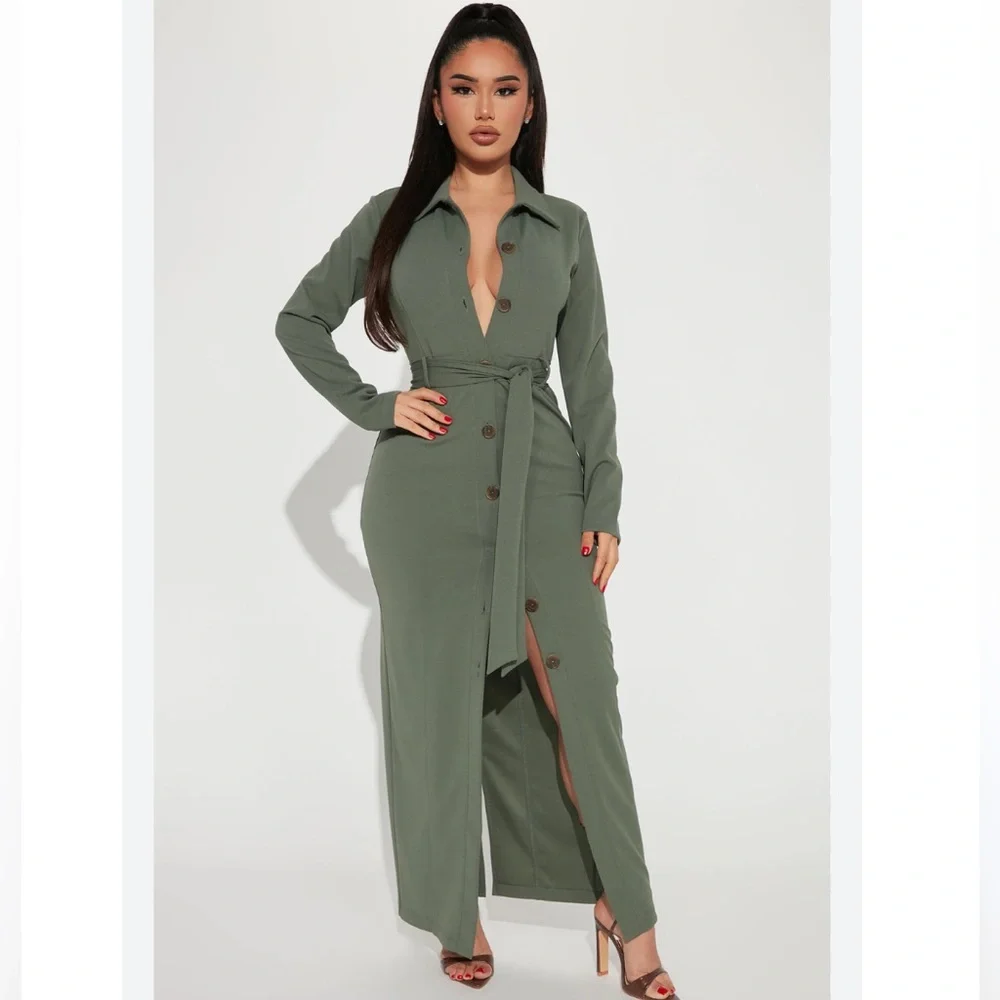Fashion Nova Alyana Maxi Dress Green XL - Picture 1 of 7
